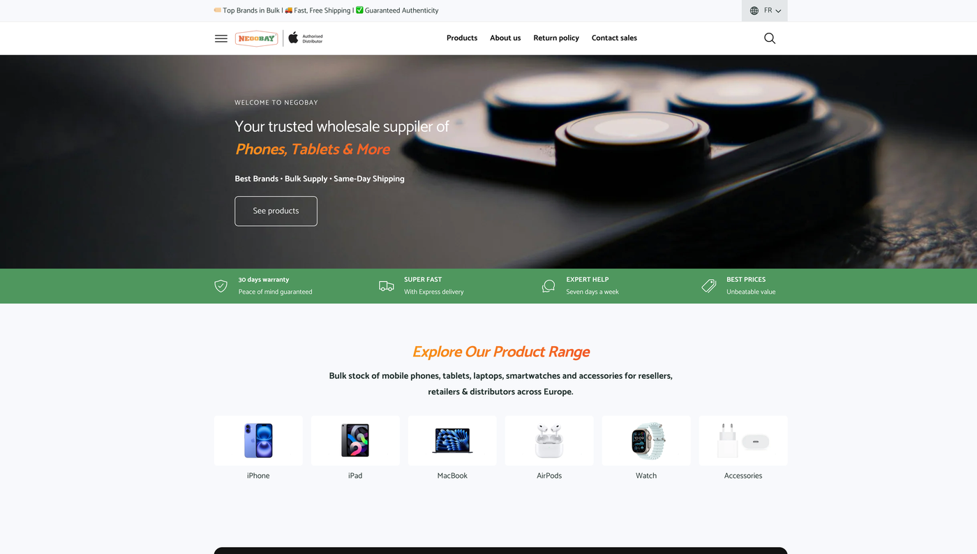 Site Negobay — wholesale électronique B2B