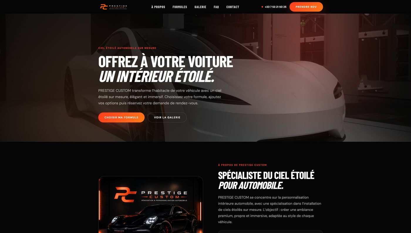 Site Prestige Custom — ciel étoilé automobile